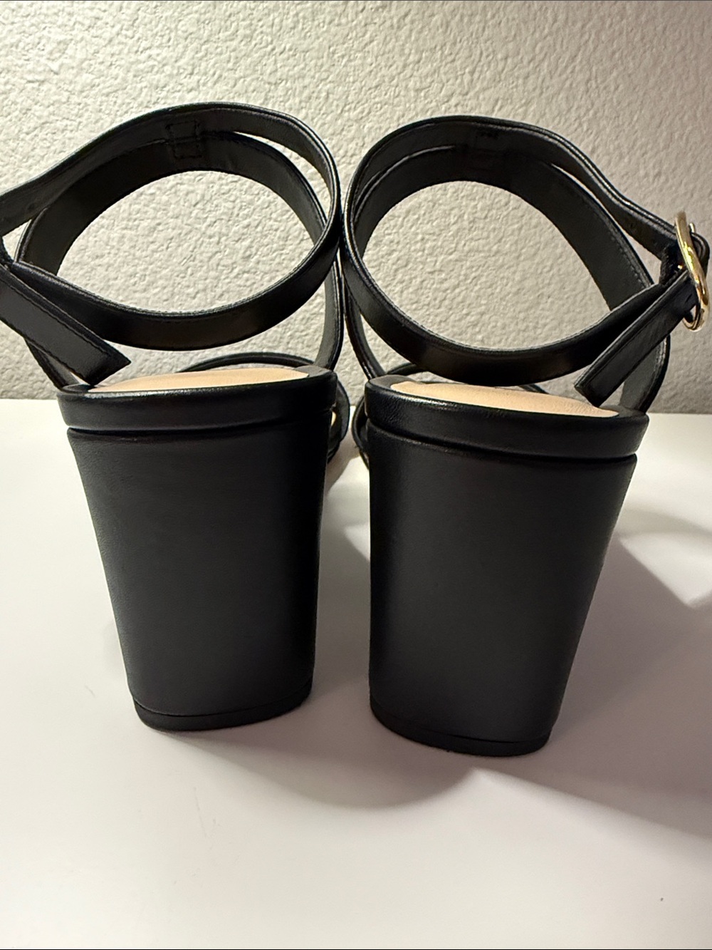 Stuart Weitzman Black Avenue 75 Leather Wedge Sandal 7.5 - Picture 9 of 12